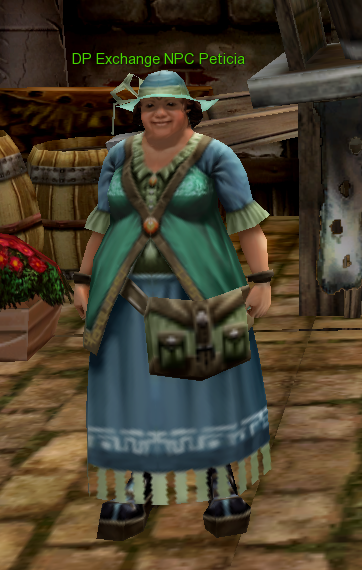 Peticia, the DP Exchange NPC in Port Lux